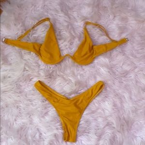 SHEIN yellow underwire bikini